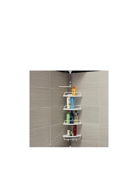 Keskor Γωνιακή Επιδαπέδια Ραφιέρα Μπάνιου Πλαστική με 4 Ράφια 33x21.5x260cm