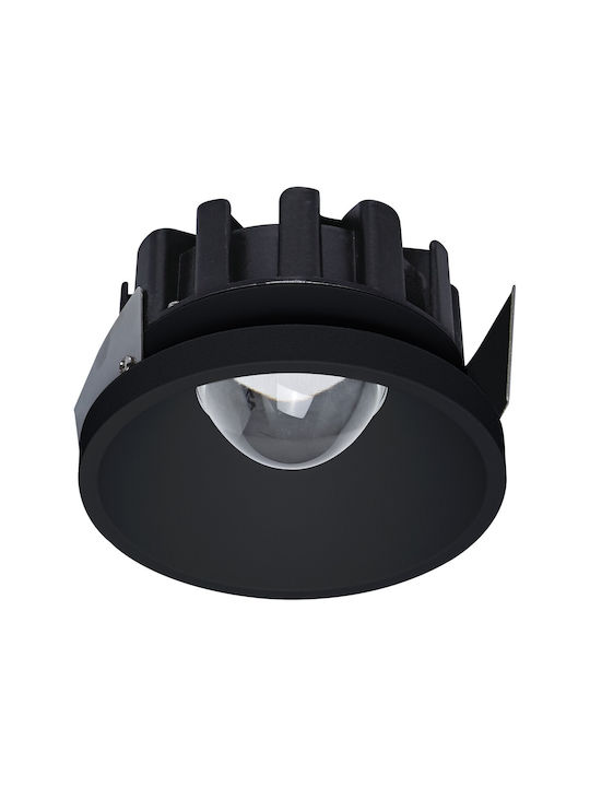 VK Lighting Στρογγυλό Μεταλλικό Χωνευτό Σποτ με Ενσωματωμένο LED και Φυσικό Λευκό Φως σε Μαύρο χρώμα 9.8x9.8cm