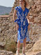 Tweet With Love Midi Dress Wrap Blue