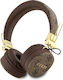 Guess Metal Logo Bluetooth Wireless On Ear Headphones with 6 hours of Operation Brown GUBH704GEMW