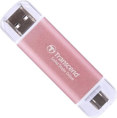 Transcend Esd310p 1.0TB USB 3.2 SSD Stick with connection USB-A & USB-C Pink