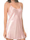 Kal-tsa Winter Satin,σατεν Damen Nachthemd Rosa