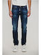 Men's Elastic Jeans Pants with Slim Fit Blue