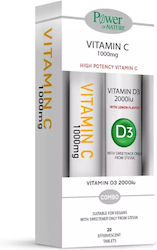 Power Health Βιταμίνη Vitamin C 1000mg 20 αναβράζοντα δισκία & Vitamin D3 2000iu 20 αναβράζοντα δισκία για το Ανοσοποιητικό