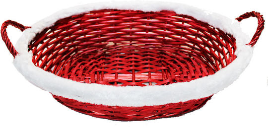Decorative Basket Bamboo with Handles Red 51x39x12.5cm