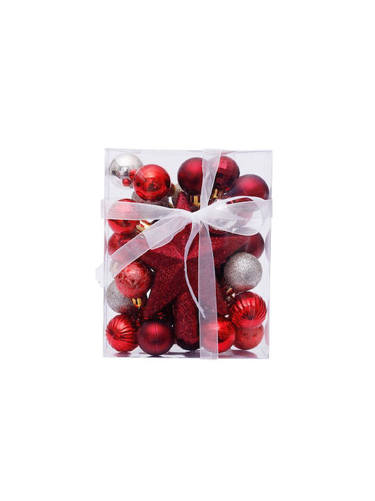 Weihnachtshänger Kugel Ornament Rot Set 30Stück