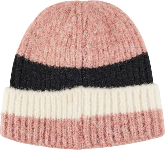 Beanie Γυναικείος Σκούφος με Rib Πλέξη σε Ροζ χρώμα