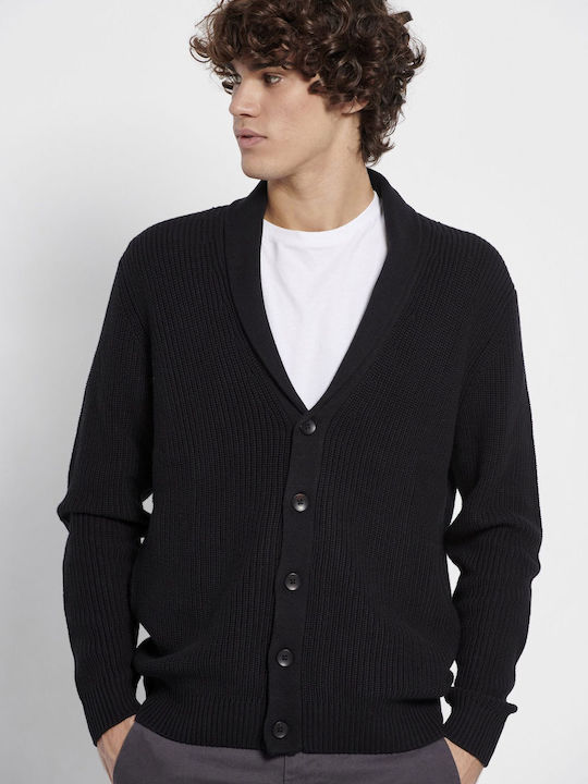 Funky Buddha Men's Cardigan with Buttons Black