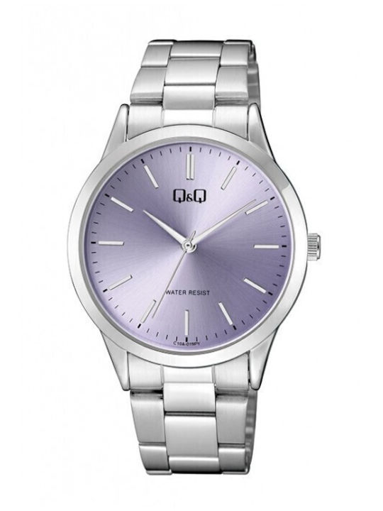 Q&Q Ceas Barbati 40mm cu Baterie cu Brățară din Metal Argintie