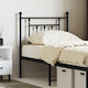 vidaXL Bed Headboard made of Metal Black Velvet-Black Metal 75cm