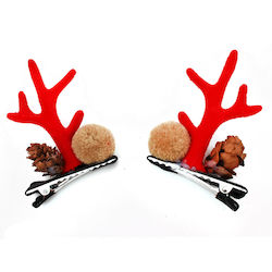 Christmas Clothing Accessories Hair Clips with Reindeer Pattern 2 Pieces