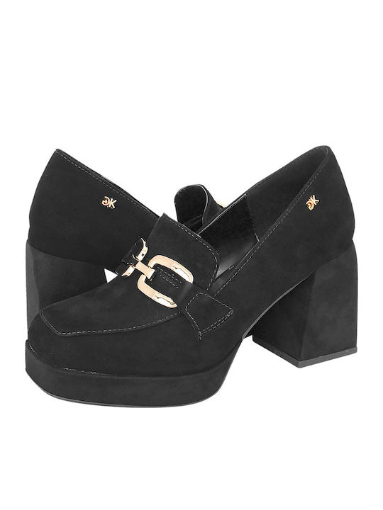Meile Wildleder Loafer Pumps Schwarze