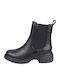 Leather Women's Ankle Boots with Medium Heel Black