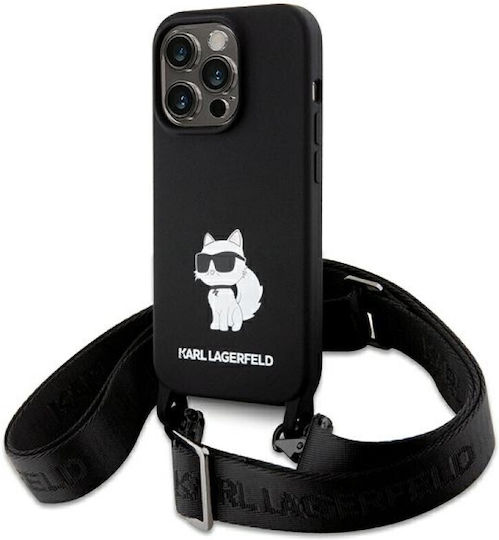 Karl Lagerfeld Choupette Back Cover Plastic with Strap Black (iPhone 15 Pro Max)