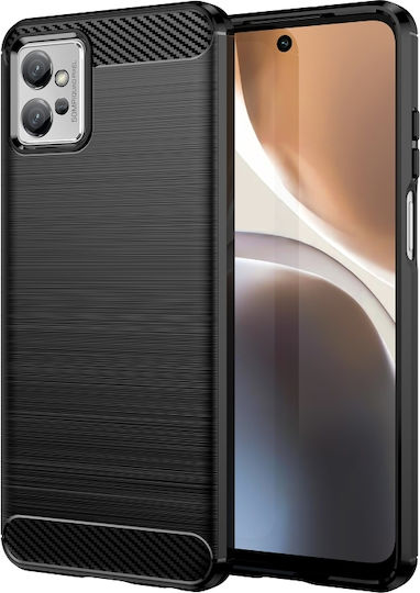 Carbon Fiber Back Cover Σιλικόνης Μαύρο (Moto G32)