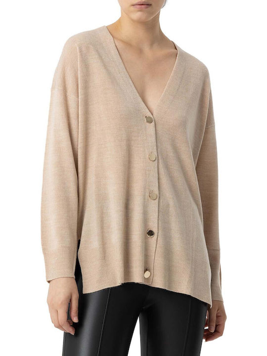 Tiffosi Women's Knitted Cardigan with Buttons Beige