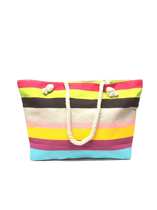 Queen Accessories Fabric Beach Bag Multicolour with Stripes