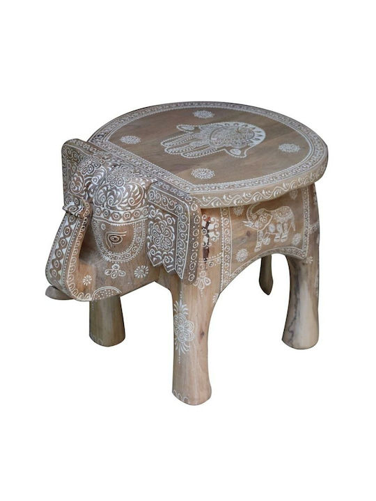 Round Solid Wood Side Table Φυσικό Ξύλο L48xW35.5xH36.8cm