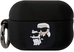 Karl Lagerfeld 3D Logo NFT Karl's Head Husă cu cârlig în culoarea Negru pentru Apple AirPods Pro 2