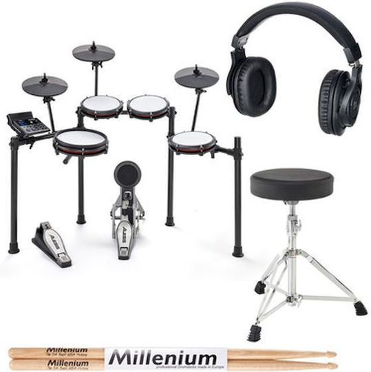 Alesis Електронни барабани Nitro Max в черен цвят с табуретка, слушалки и барабанни палки