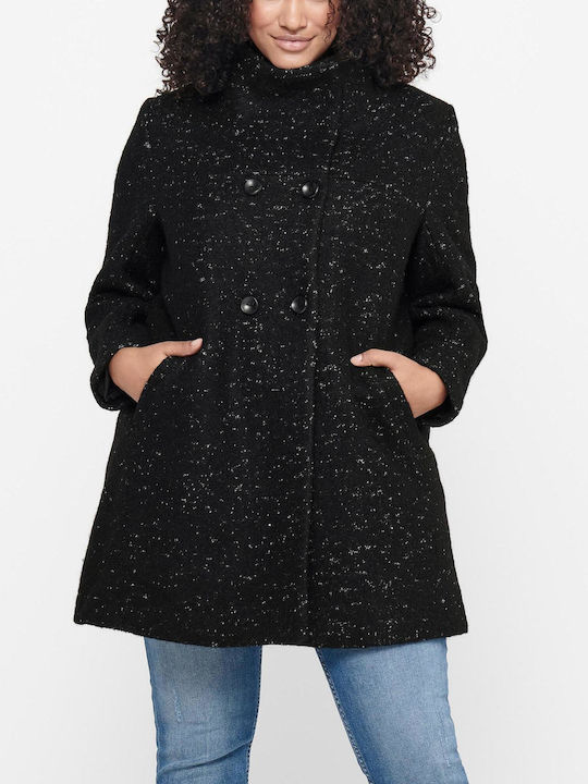 Only Women's Wool Long Coat with Buttons Black