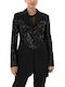 Zoya Long Women's Blazer Black with Sequins