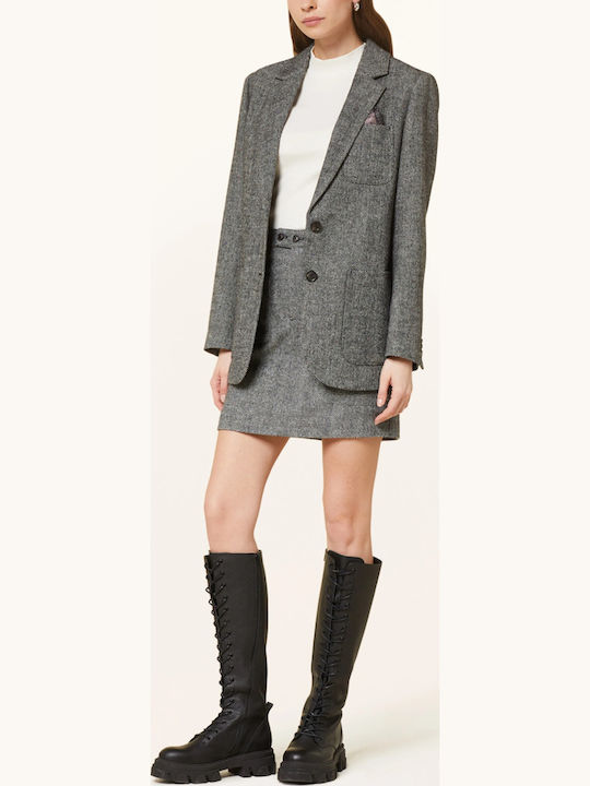 Scotch & Soda Herringbone Γυναικείο Σακάκι Γκρι