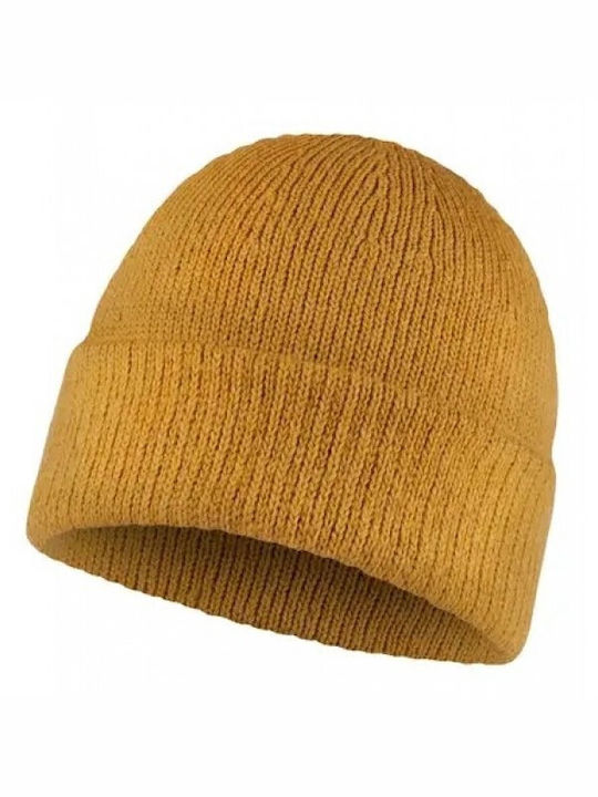 Buff Knitted Beanie Cap Yellow .10.00