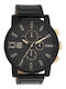 Oozoo Timepieces Ανδρικό Ρολόι 48mm Μπαταρίας με Μαύρο Δερμάτινο Λουράκι