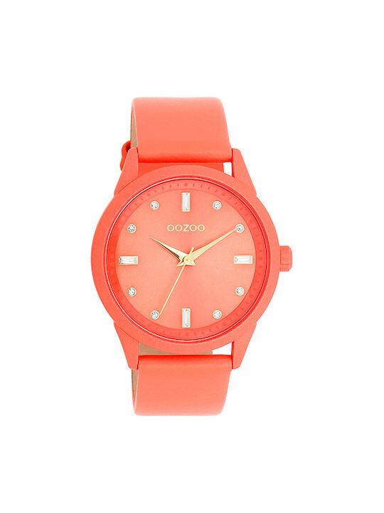 Oozoo Timepieces Watch with Pink Leather Strap