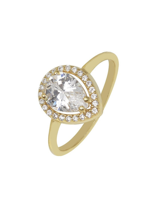 Senzio Belibasakis Women's Gold Ring with Zircon 9K