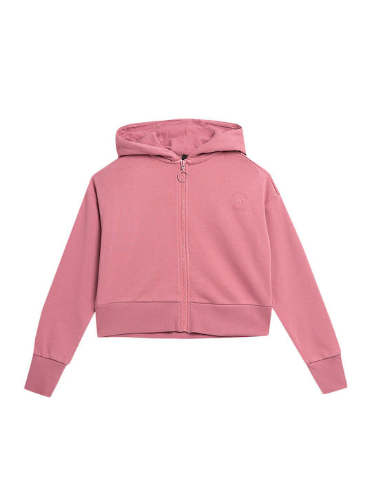 Kinderstrickjacke mit Kapuze Rosa