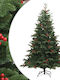 Τεχν Christmas Red Tree with Metallic Base and Built in Branches H180cm