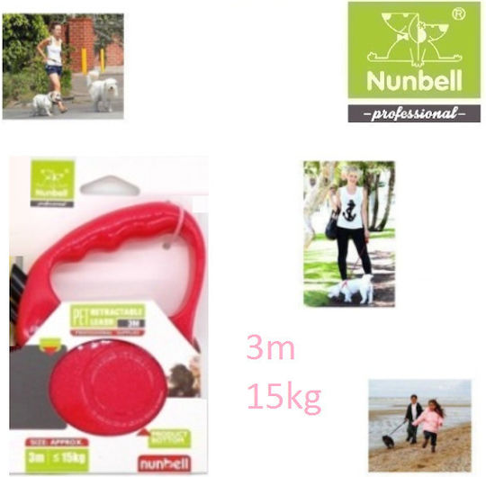 Nunbell Pet Klappbar Hundeleine/Führleine Riemen in Rosa Farbe 3m bis zu 15kg