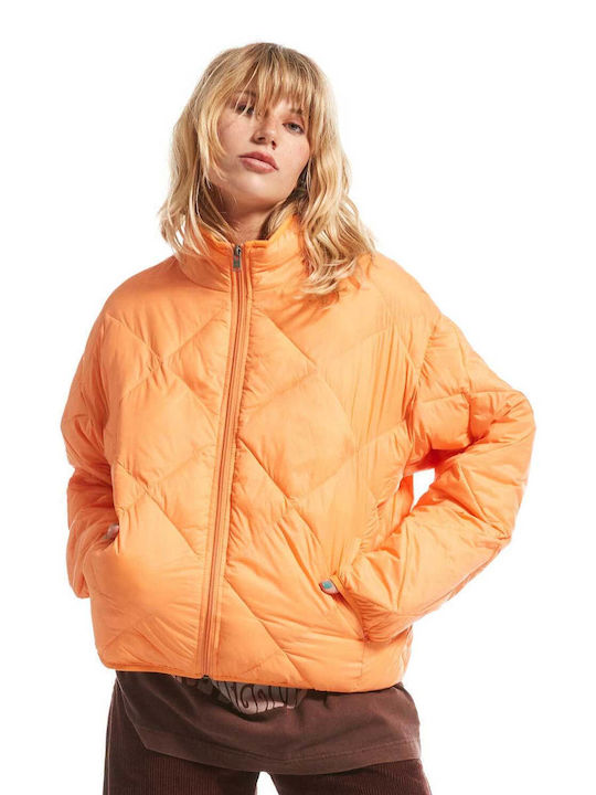 Roxy Kurz Damen Puffer Jacke für Winter Orange