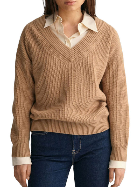 Gant Damen Langarm Pullover Wolle mit V-Ausschn...