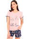 Kal-tsa Winter Damen Pyjama-Oberteil Rosa