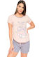 Kal-tsa Winter Damen Pyjama-Oberteil Rosa