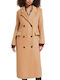Scotch & Soda Women's Midi Coat with Buttons Brown