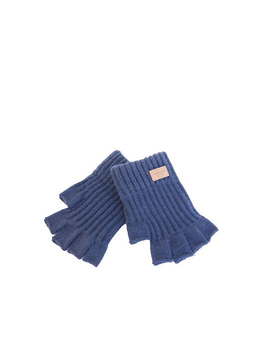 Vamore Men's Knitted Fingerless Gloves Navy Blue
