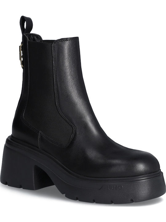 Carrie Ghete de Piele Ghete Dama Chelsea Negru