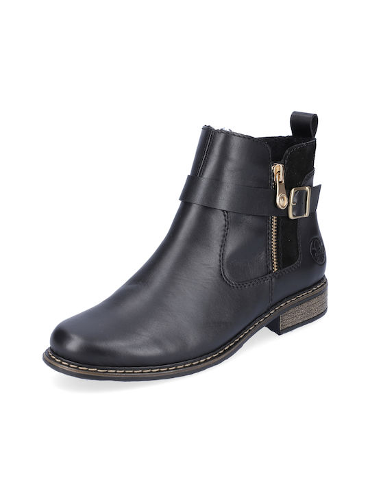 Rieker Leder Damen Chelsea Stiefeletten Schwarz