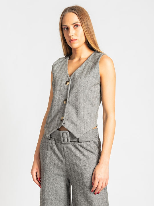 InShoes Women's Vest with Buttons Gray