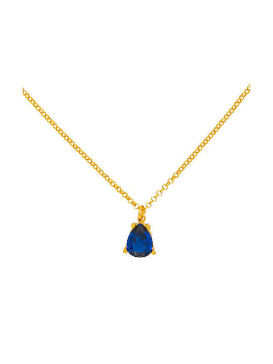 Excite-Fashion Necklace from Gold Plated Silver with Zircon