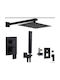 Set Mixer, Telefon & Cap Duș Îngropată pentru Duș 2 ieșiri Negru