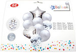 Set of 10 Balloons Foil Silver Valentine's Day Stars 46cm