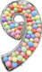 Composition with 101 Balloons Silver Numbers 9 165cm