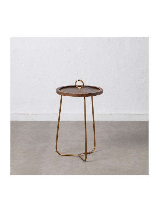 Round Wooden Side Table Gold L38xW38xH66cm