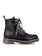 Leather Kids Boots with Laces Black