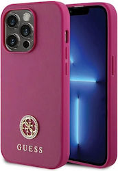 Guess Strass Metal Logo Umschlag Rückseite Kunststoff Rosa (iPhone 15 Pro)